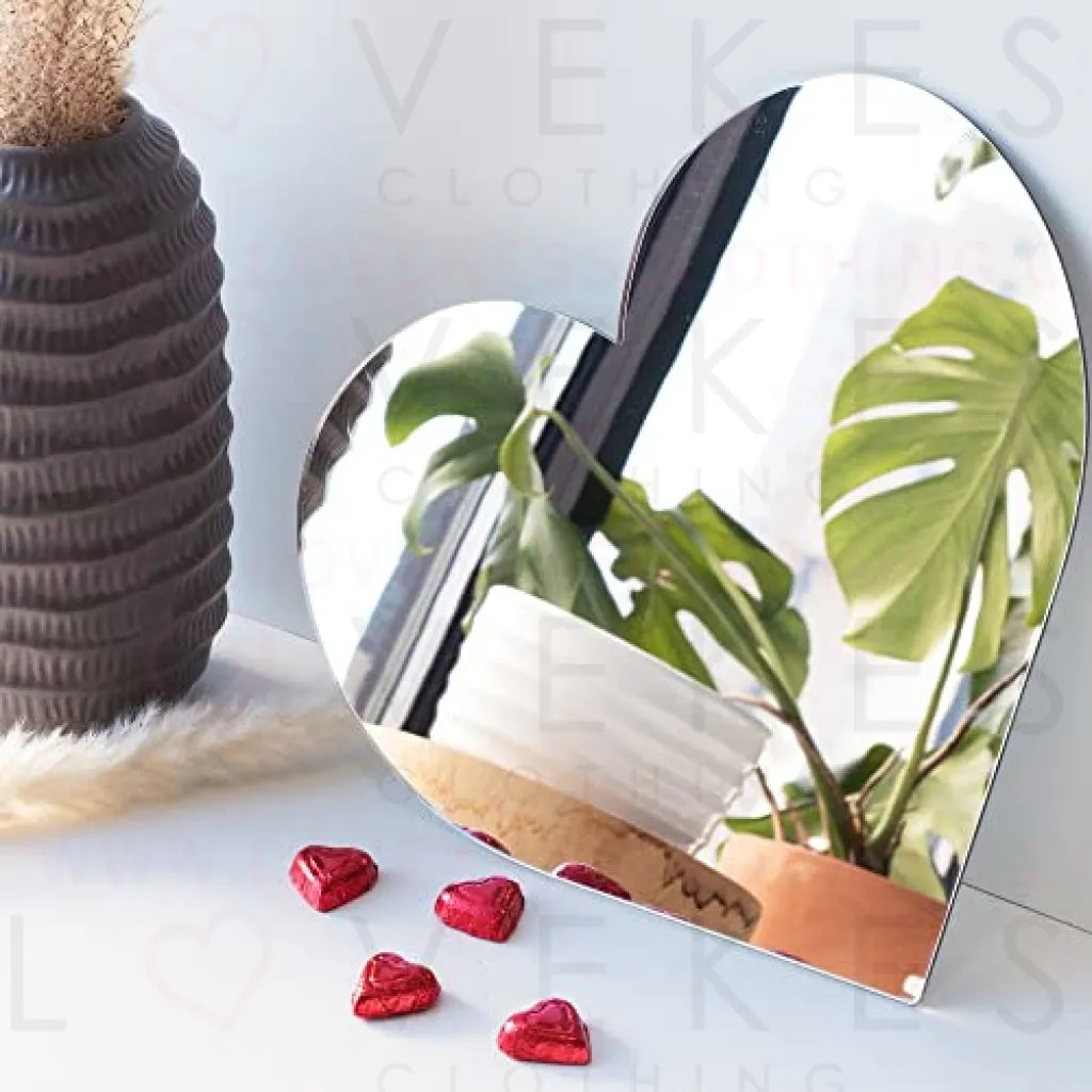 Lunar Sol Heart Mirror for Wall - Heart Mirror with Chic Boho Aesthetic for Urban Bedroom Vanity or Makeup Table - Durable Lightweight and Safe Acrylic Coquette Room Decor (12.5’ x 14’, Silver)